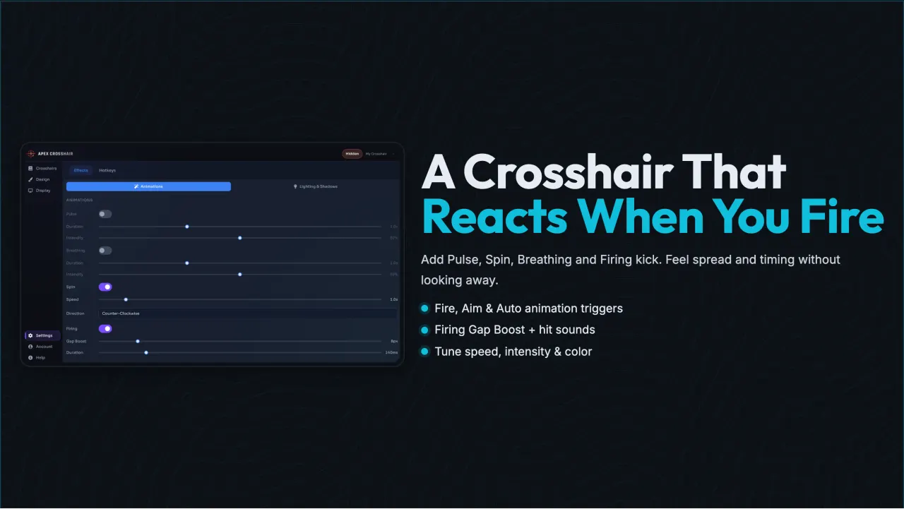 Reactive crosshair animation expanding on fire in Epic Crosshair